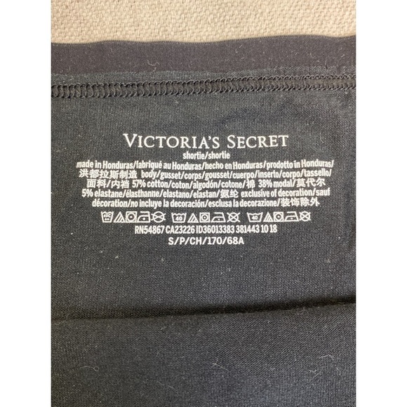 Victoria's Secret Shortie/Boy Short-Small- Black with Logo Waist NWT - Picture 3 of 3